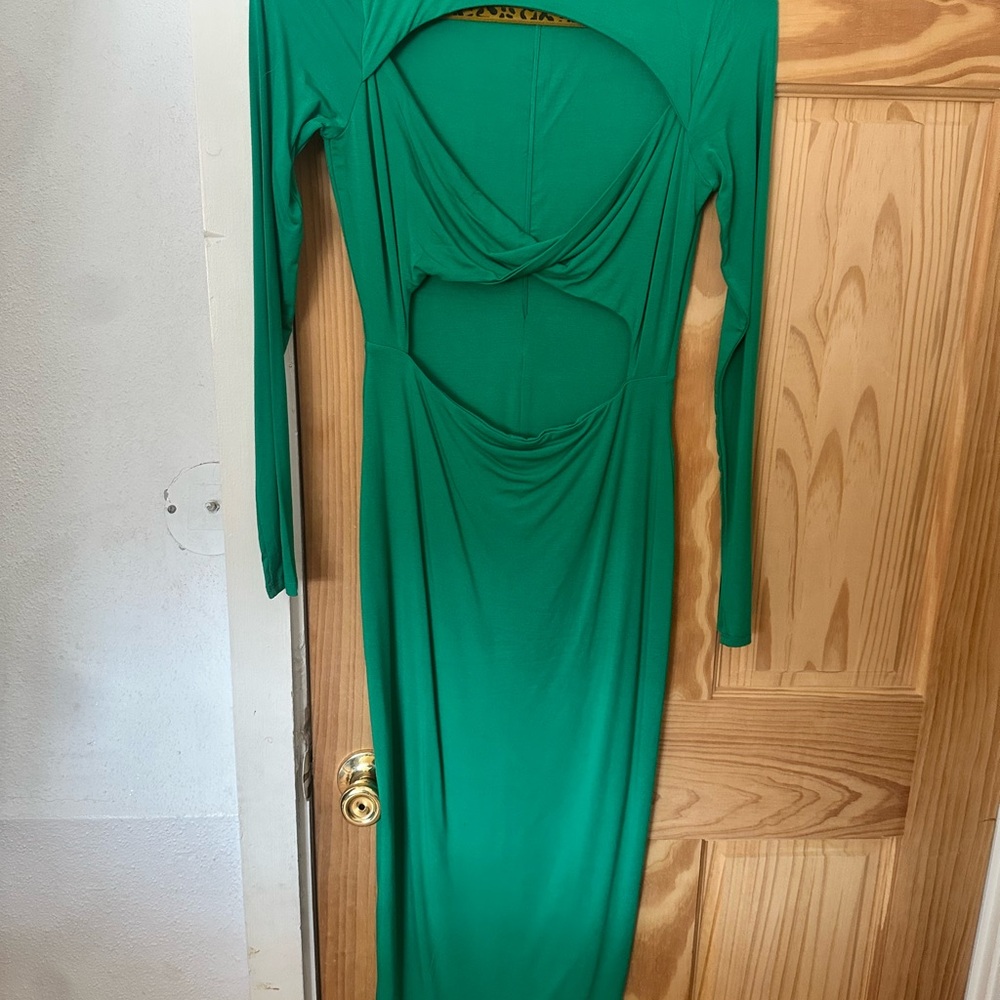 Naked Wardrobe Vibrant Green Maxi Dress